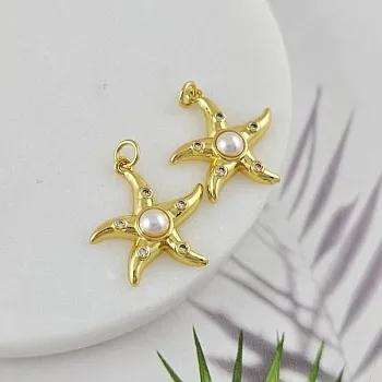 Подвеска Морская звезда 22.2х21.2 мм с фианитами, позолота 14К (10041-З) купить с доставкой по России | Интернет-магазин Viva Beads