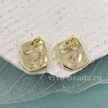 Подвеска 13.5x11.5x1.5 мм с фианитом позолота (6252) купить с доставкой по России | Интернет-магазин Viva Beads