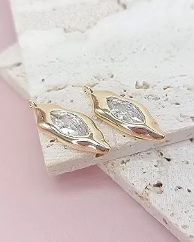 Подвеска с фианитом 22х8 мм позолота 14к (8020-З) Подвеска с фианитом 22х8 мм позолота 14к (8020-З)