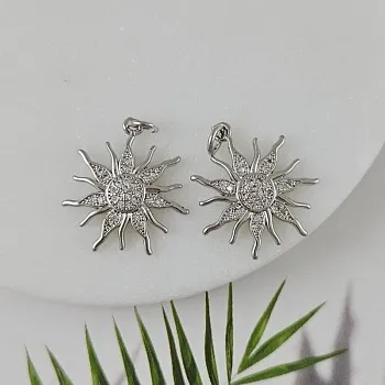 УЦЕНКА Подвеска Солнце с фианитами 21.8х20 мм родиевое покрытие (4713-20-Р-УЦ)