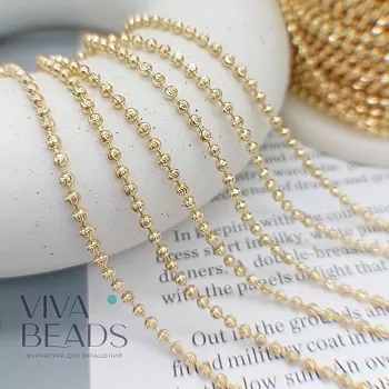 10 см Цепь шарики 2.4 мм (толщина) позолота (7520-З) купить с доставкой по России | Интернет-магазин Viva Beads