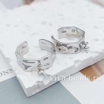 Основа для кольца с петелькой свободный размер родиевое покр. (7222-Р) купить с доставкой по России | Интернет-магазин Viva Beads