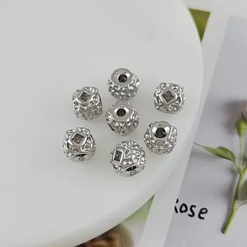 УЦЕНКА Бусина разделитель текстурированная 6.7х7.5 мм с фианитом, родиевое покрытие (9887-Р-УЦ) купить в Воронеже | Заказать в интернет-магазине Viva Beads
