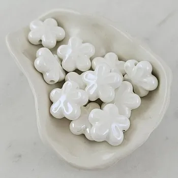 УЦЕНКА 1 шт. Бусина Цветок 18 мм белый, керамика (6478-18-Б_УЦ) - фурнитура для бижутерии