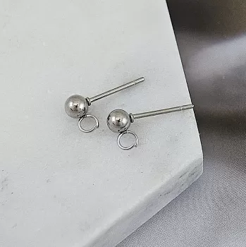 Пуссеты гвоздики Шарик 4 мм сталь (9775-4) швензы для серег купить с доставкой по России | Интернет-магазин Viva Beads