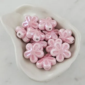 УЦЕНКА 1 шт. Бусина Цветок 18 мм розовый, керамика (6478-18-РОЗ-УЦ)