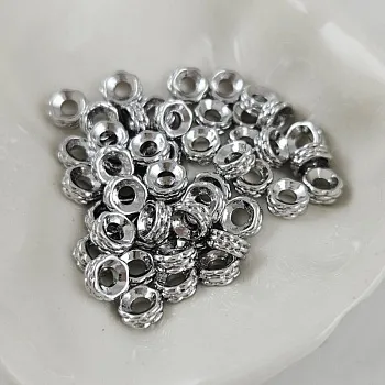 1 шт. Бусина разделитель 5.7х2.4 мм текстурированная, родиевое покрытие (10106-Р) купить с доставкой по России | Интернет-магазин Viva Beads