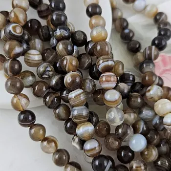 Нить 36 см Агат коричневый полосатый 8-8.4 мм бусины гладкий шар (9447-8) для бижутерии купить с доставкой по России | Интернет‑магазин Viva Beads