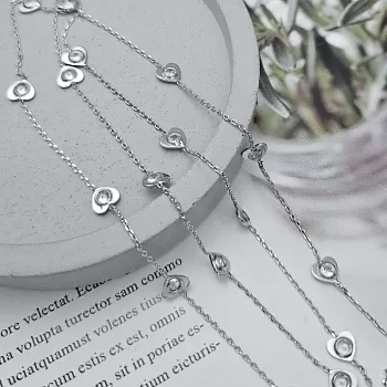 10 см Цепь Сердце с фианитами 6 мм / толщина / родиевое покрытие (8975-Р) купить с доставкой по России | Интернет-магазин Viva Beads