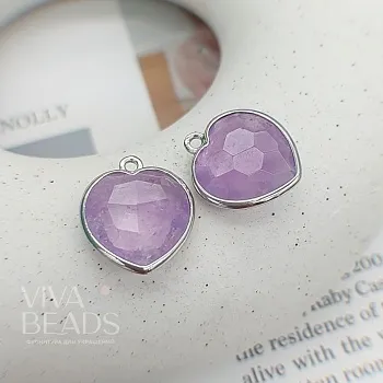 УЦЕНКА Подвеска Сердце 20х16 мм аметист лавандовый, род. (6771-ЛАВР-УЦ)