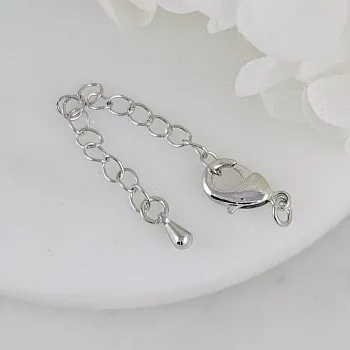 Замок лобстер 12 мм с удлинителем капелька родиевое покрытие (9147-12-Р) замок для украшений купить с доставкой по России | Интернет-магазин Viva Beads