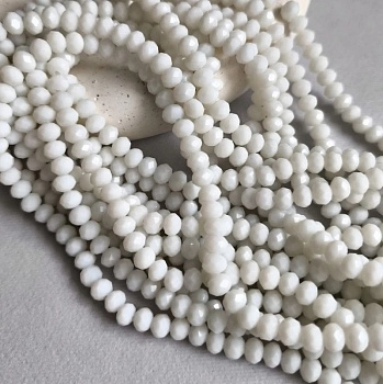 Нить 37 см Рондель граненый белый 6х4.7 мм, стекло (5991-Б) купить с доставкой по России | Интернет-магазин Viva Beads