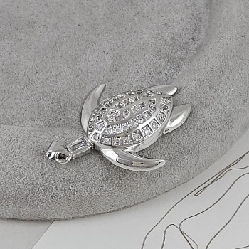 Подвеска кулон Черепаха 34.5x28 мм с фианитами, родиевое покрытие (9529-Р) купить с доставкой по России | Интернет-магазин Viva Beads