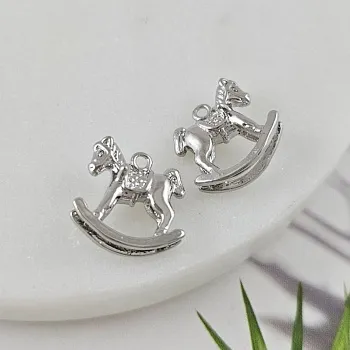 Подвеска Лошадка качалка 13x14 мм, родиевое покрытие (10056-Р) купить с доставкой по России | Интернет-магазин Viva Beads