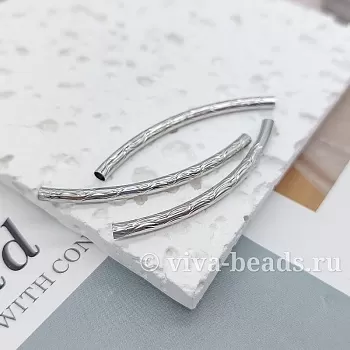 Бусина трубочка 45x3 мм родиевое покр. (5204-Р) купить с доставкой по России | Интернет-магазин Viva Beads