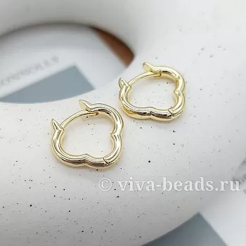 Швензы кольца, бублики, конго, клевер 15.5х16.5х2.6 мм позолота (7381-З) Швензы кольца, бублики, конго, клевер 15.5х16.5х2.6 мм позолота (7381-З)