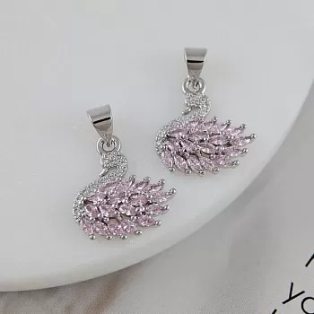 Подвеска Лебедь 16.6х14.8 мм с фианитами, родиевое покрытие (9914-Р) купить с доставкой по России | Интернет-магазин Viva Beads