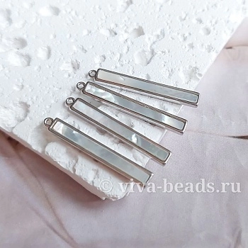 Подвеска Палочка с перламутром 26х3 мм родиевое покр. (6419-Р) купить с доставкой по России | Интернет-магазин Viva Beads