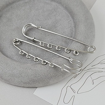 Булавка основа для броши 77 мм на 5 петель, цвет платина (2583-5) купить с доставкой по России | Интернет-магазин Viva Beads