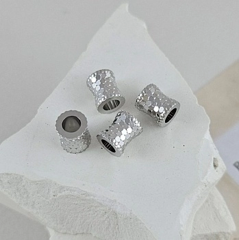 1 шт. Бусина разделитель 7.4х6.3 мм текстурированная, родиевое покрытие (9612-Р) купить с доставкой по России | Интернет-магазин Viva Beads