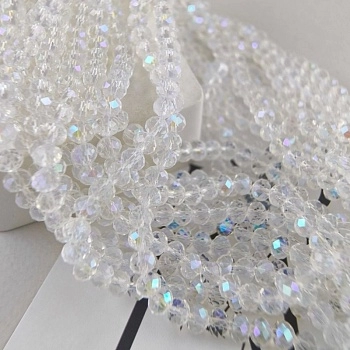 Нить 40 см Рондель граненый 6х5 мм Crystal AB стекло (5991-КР АВ) купить с доставкой по России | Интернет-магазин Viva Beads