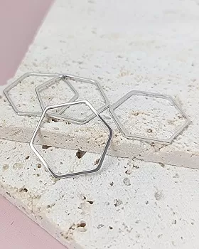 Кольцо коннектор шестигранник 20х22.7 мм родиевое покр. (7964-Р)