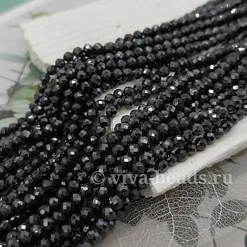 Нить 18 см Фианиты 2.8-3 мм граненые бусины, черный (5472-ЧЕРН) купить в Воронеже | Заказать в интернет-магазине Viva Beads
 Нить 18 см Фианиты 2.8-3 мм граненые бусины, черный (5472-ЧЕРН) купить в Воронеже | Заказать в интернет-магазине Viva Beads