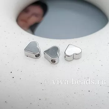 1 шт. Бусина разделитель Сердце 7x6x3 мм родиевое покр. (5339-Р/1) купить с доставкой по России | Интернет-магазин Viva Beads