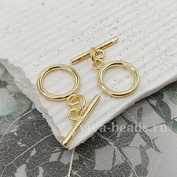  УЦЕНКА Замок тоггл кольцо 15 мм позолота (5402-З-УЦ) купить в Воронеже | Заказать в интернет-магазине Viva Beads
