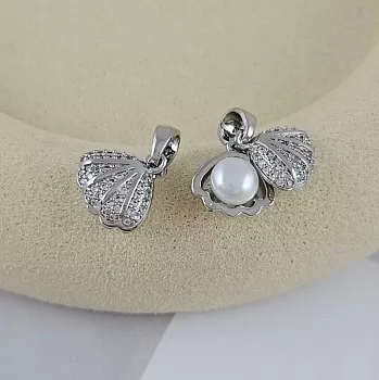 УЦЕНКА Подвеска кулон Ракушка 11x11 мм с фианитами, родиевое покрытие (9855-Р-УЦ) УЦЕНКА Подвеска кулон Ракушка 11x11 мм с фианитами, родиевое покрытие (9855-Р-УЦ)