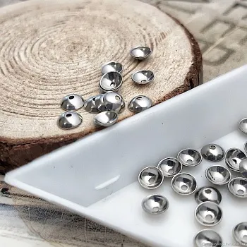 10 шт. Шапочки для бусин 4x1 мм нержавеющая сталь (1674-4) купить с доставкой по России | Заказать в интернет-магазине Viva Beads
