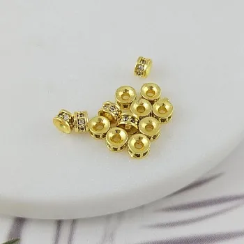 1 шт. Бусина разделитель 4.2х2.5 мм с фианитами, позолота 18К (9964-З) купить с доставкой по России | Интернет-магазин Viva Beads