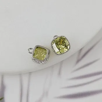 Подвеска с фианитом 8.3х7х4.1 мм цвет перидот, родиевое покрытие (7313-7-ПР) купить с доставкой по России | Интернет-магазин Viva Beads