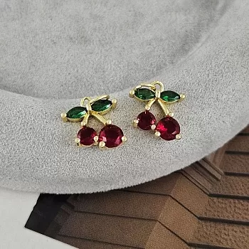 Подвеска Вишенки с фианитами 13.2x12 мм позолота 18К (9421-З) Подвеска Вишенки с фианитами 13.2x12 мм позолота 18К (9421-З)