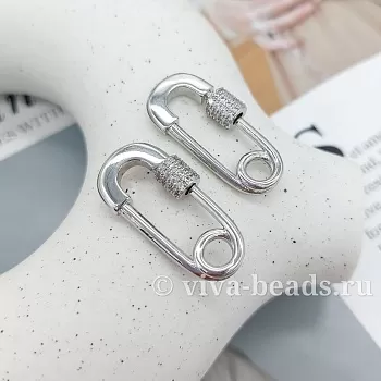 Замок карабин с фианитами 30х15 мм родиевое покр. (6817-Р) купить в Воронеже | Заказать в интернет-магазине Viva Beads

