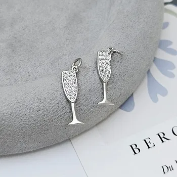 УЦЕНКА Подвеска Бокал 19x4.8 мм с фианитами, родиевое покрытие (9138-Р-УЦ)