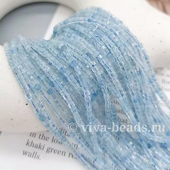 Нить 19 см Аквамарин натуральный бусина куб 2.3 мм (7426) купить в Воронеже | Заказать в интернет-магазине Viva Beads
