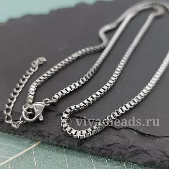 Цепочка с замком готовая 45 см  + 5 см удлинитель сталь (6432) Цепочка с замком готовая 45 см  + 5 см удлинитель сталь (6432)