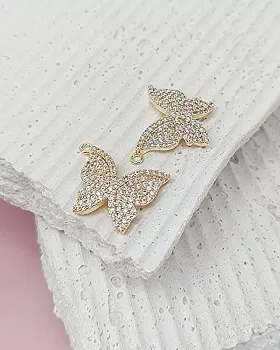 Подвеска Бабочка 20х18 мм с фианитами позолота 14к (8176-З) Подвеска Бабочка 20х18 мм с фианитами позолота 14к (8176-З)