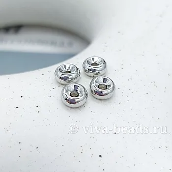 1 шт. Бусина разделитель 6x3 мм родиевое покр. (7404-6-Р) купить с доставкой по России | Интернет-магазин Viva Beads