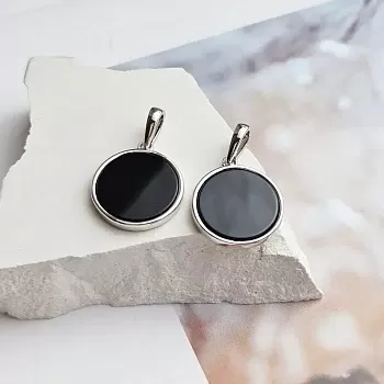 Подвеска круглая 17х15 мм черная керамика с родиевым покрытием  (8541-Р) купить с доставкой по России | Интернет-магазин Viva Beads