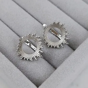 Швензы Солнце с английским замком 17х16 мм, родиевое покрытие (6663-Р) швензы для серег купить с доставкой по России | Интернет-магазин Viva Beads