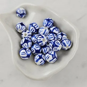 1 шт. Бусина с рисунком ок. 10 мм синий, керамика (10127) купить с доставкой по России | Интернет-магазин Viva Beads