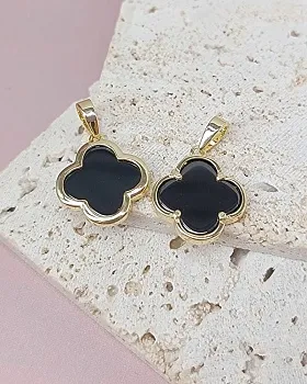 Подвеска Клевер 16.5х14.8 мм керамика, позолота 14К (7952-З) купить с доставкой по России | Интернет-магазин Viva Beads