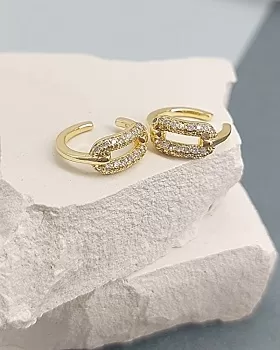 Кафф 13.6х5.6 мм с фианитами, позолота 14к (8222-З)