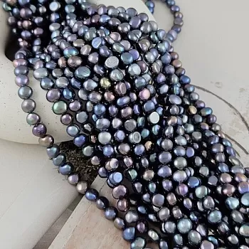 Нить 17 см Жемчуг натуральный барокко 7-8 мм толщиной, темный павлин (9895) купить в #REGION_P# | Заказать в интернет-магазине Viva Beads
