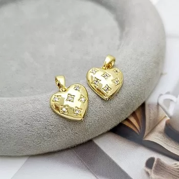 Подвеска Сердце с фианитами 14х13.5 мм позолота 14К (9178-З) купить с доставкой по России | Интернет-магазин Viva Beads