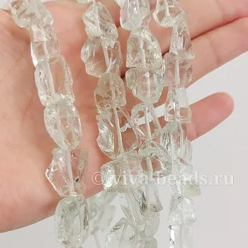 УЦЕНКА 1 шт. "Кварц" бледно-зеленый кусочки средние 10-16х10-14 мм (6696-УЦ)