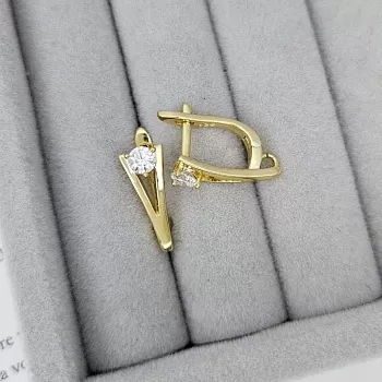 Швензы с замком с фианитом 16.6х6.6 мм позолота (8962-З) швензы для серег купить с доставкой по России | Интернет-магазин Viva Beads