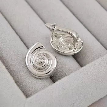 Швензы с англ. замком Ракушка 15.4х12.5 мм, родиевое покрытие (9710-Р) швензы для серег купить с доставкой по России | Интернет-магазин Viva Beads